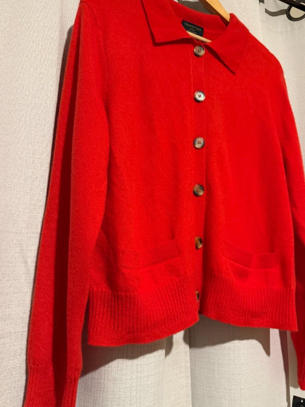 NWT Charter Club Cashmere Collared Button Down Cardigan XL Red  Description Elev - Picture 3 of 6